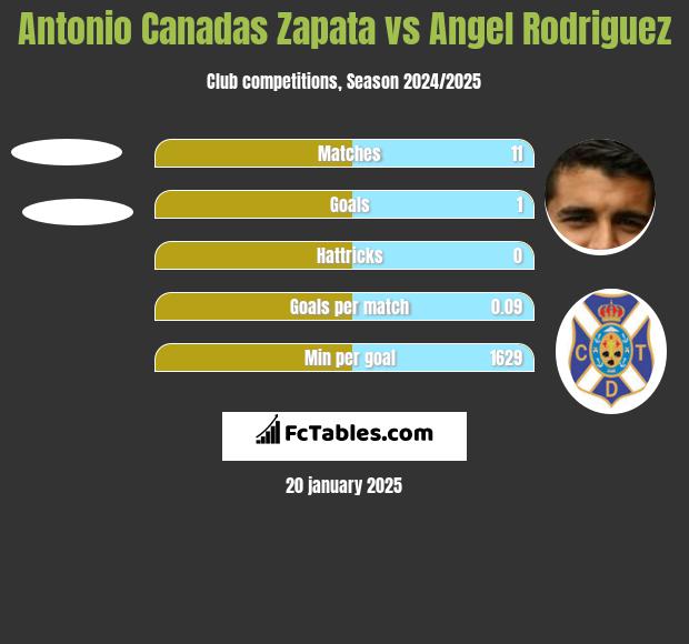 Antonio Canadas Zapata vs Angel Rodriguez h2h player stats