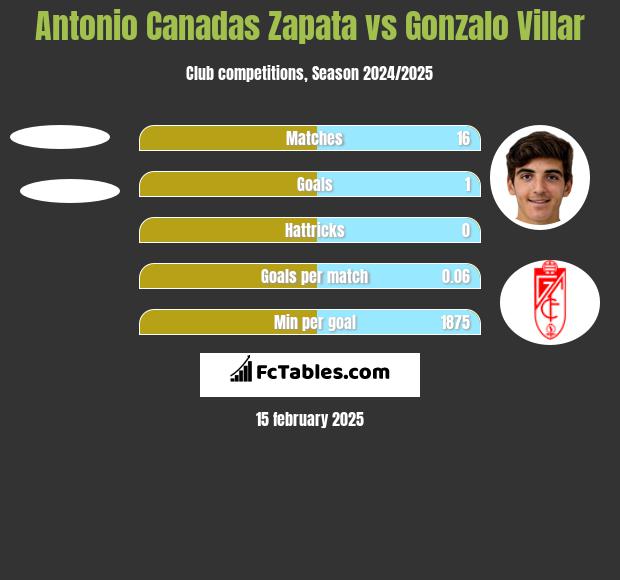 Antonio Canadas Zapata vs Gonzalo Villar h2h player stats