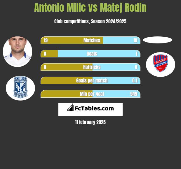 Antonio Milic vs Matej Rodin h2h player stats