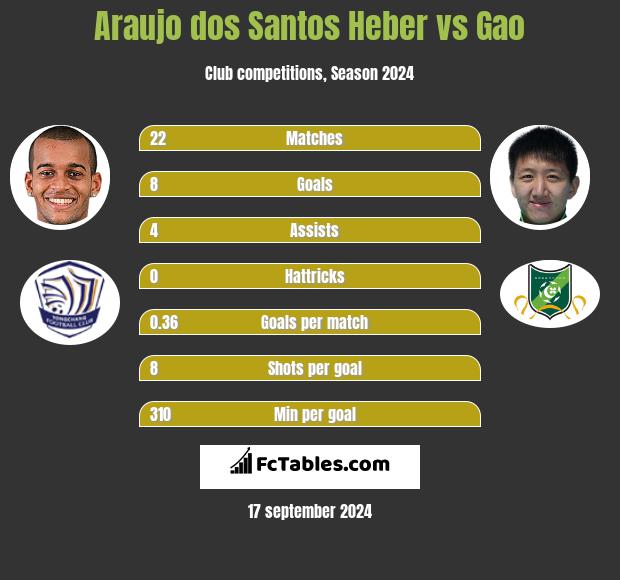 Araujo dos Santos Heber vs Gao h2h player stats