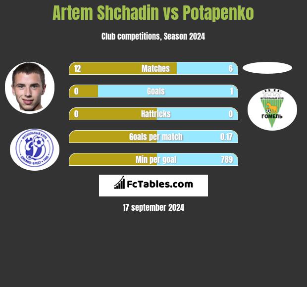 Artem Shchadin vs Potapenko h2h player stats