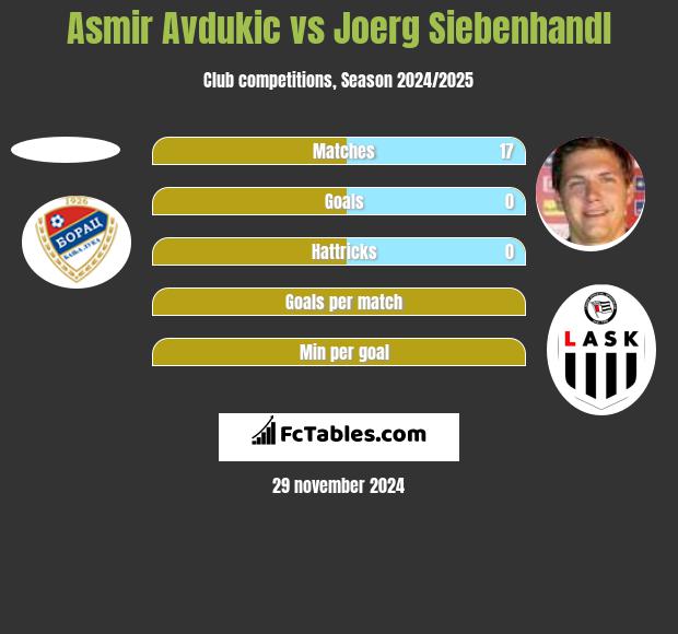 Asmir Avdukić vs Joerg Siebenhandl h2h player stats