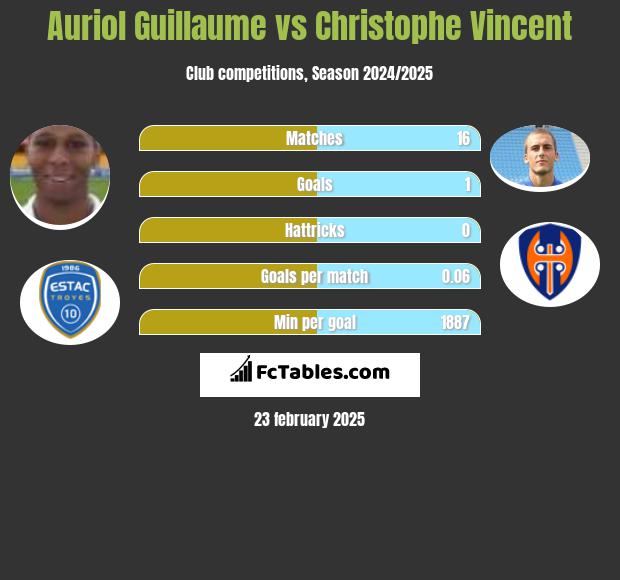 Auriol Guillaume vs Christophe Vincent h2h player stats