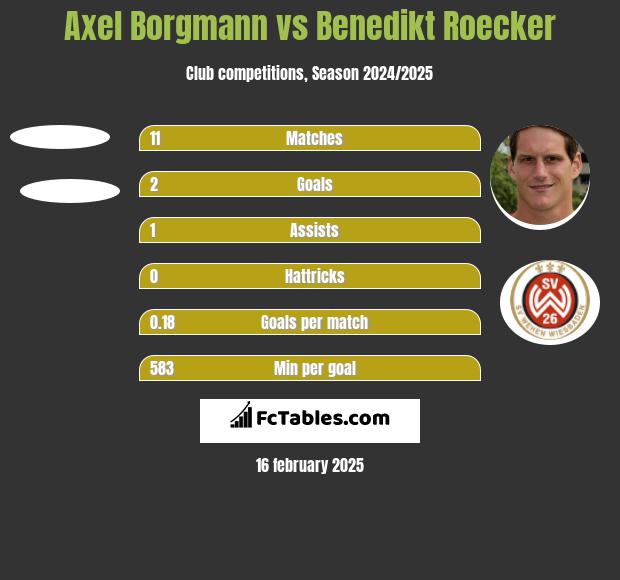 Axel Borgmann vs Benedikt Roecker h2h player stats