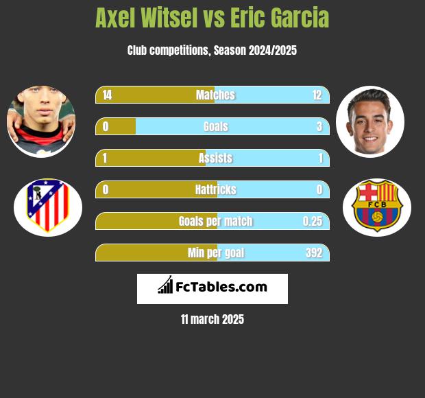 Axel Witsel vs Eric Garcia h2h player stats