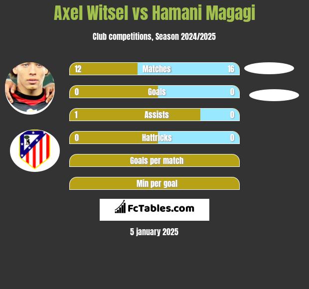 Axel Witsel vs Hamani Magagi h2h player stats