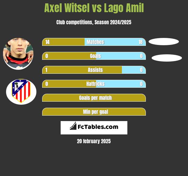 Axel Witsel vs Lago Amil h2h player stats