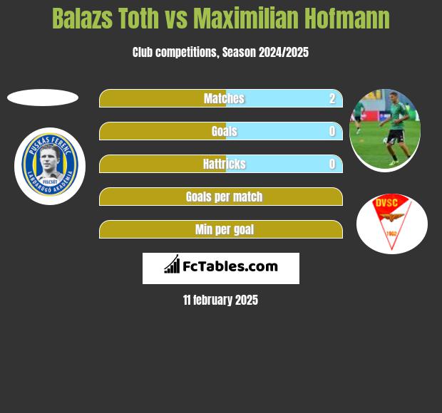 Balazs Toth vs Maximilian Hofmann h2h player stats