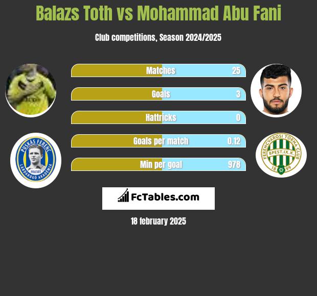 Balazs Toth vs Mohammad Abu Fani h2h player stats