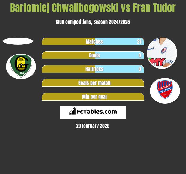 Bartomiej Chwalibogowski vs Fran Tudor h2h player stats