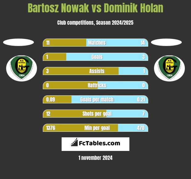 Bartosz Nowak vs Dominik Holan h2h player stats