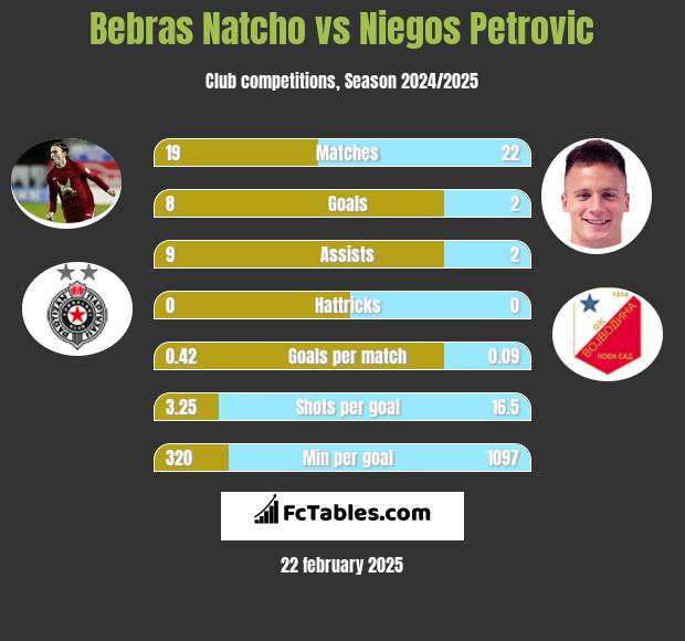 Bebras Natcho vs Niegos Petrovic h2h player stats