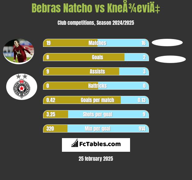 Bebras Natcho vs KneÅ¾eviÄ‡ h2h player stats