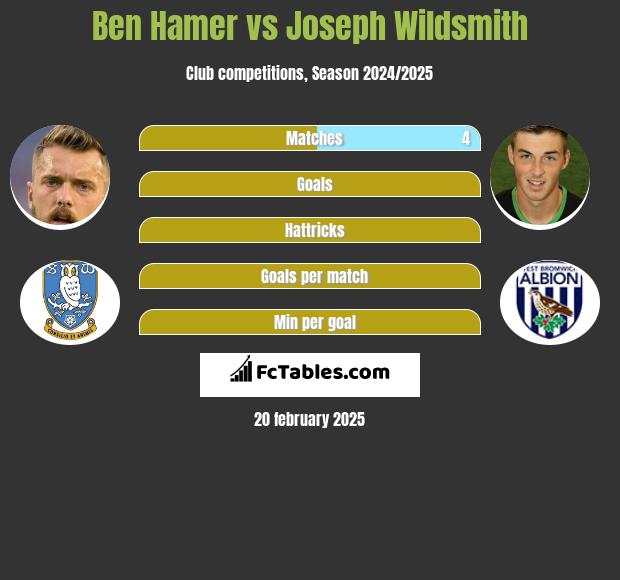 Ben Hamer vs Joseph Wildsmith h2h player stats