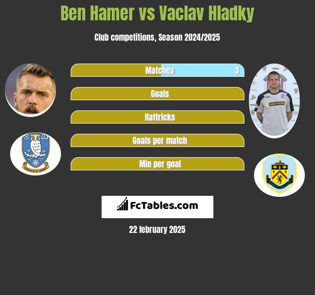 Ben Hamer vs Vaclav Hladky h2h player stats