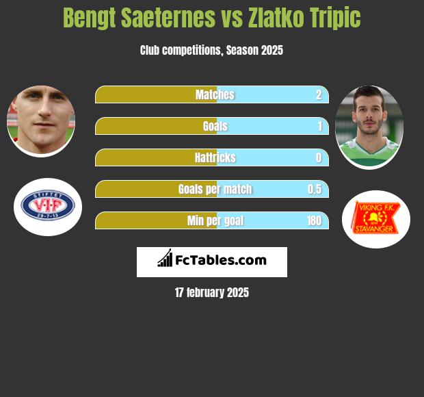 Bengt Saeternes vs Zlatko Tripic h2h player stats