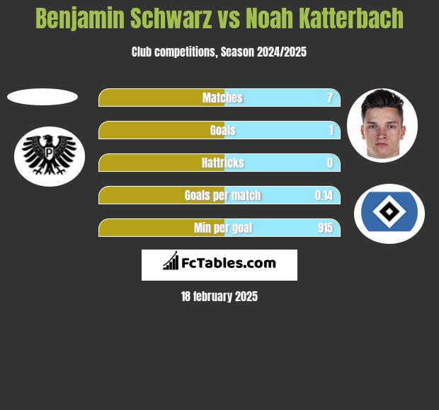 Benjamin Schwarz vs Noah Katterbach h2h player stats