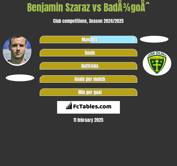 Benjamin Szaraz vs BadÅ¾goÅˆ h2h player stats