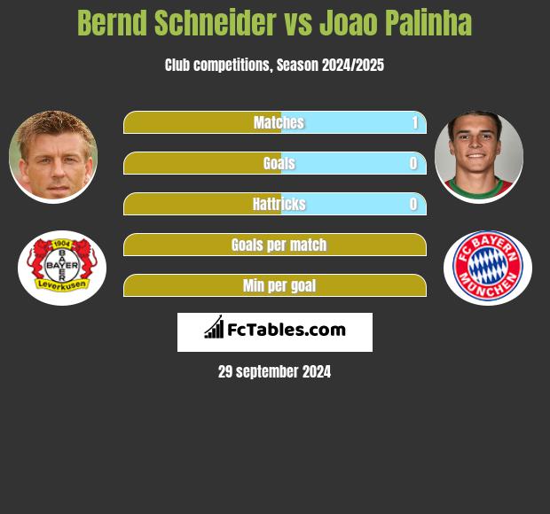 Bernd Schneider vs Joao Palinha h2h player stats