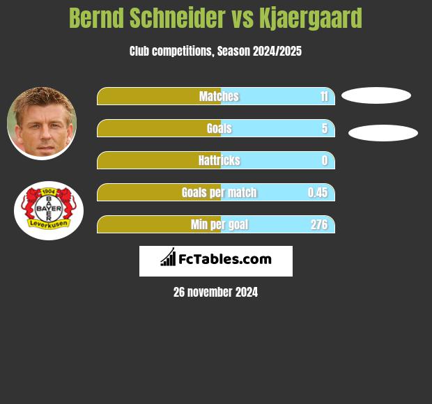 Bernd Schneider vs Kjaergaard h2h player stats