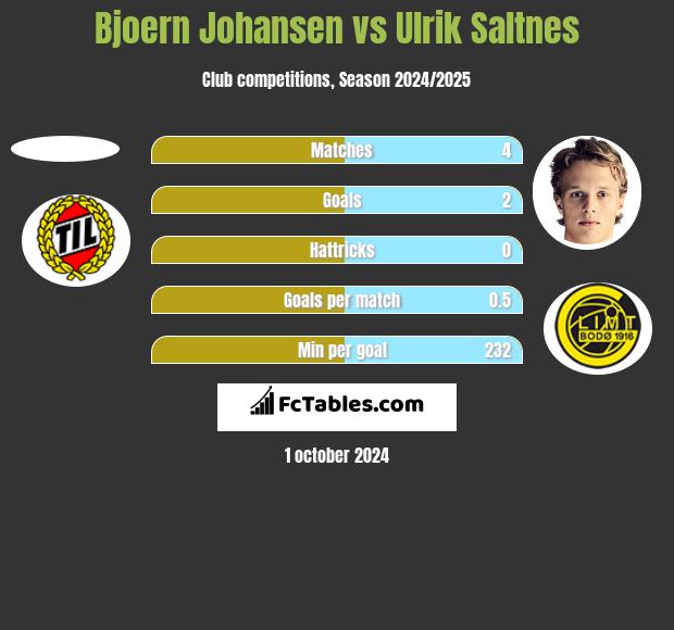 Bjoern Johansen vs Ulrik Saltnes h2h player stats