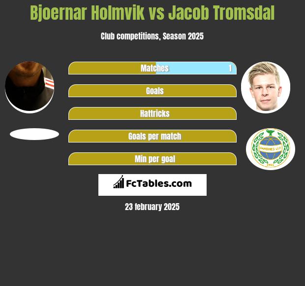 Bjoernar Holmvik vs Jacob Tromsdal h2h player stats