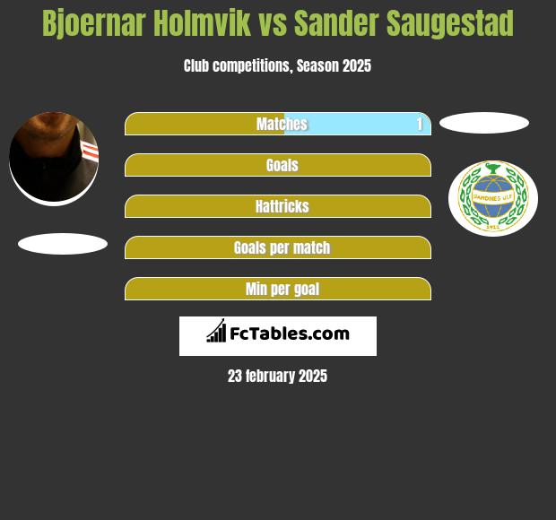 Bjoernar Holmvik vs Sander Saugestad h2h player stats