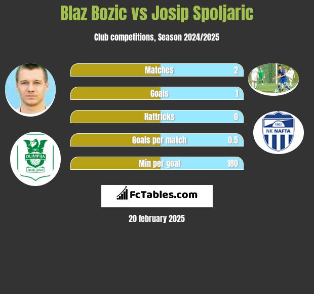 Blaz Bozic vs Josip Spoljaric h2h player stats