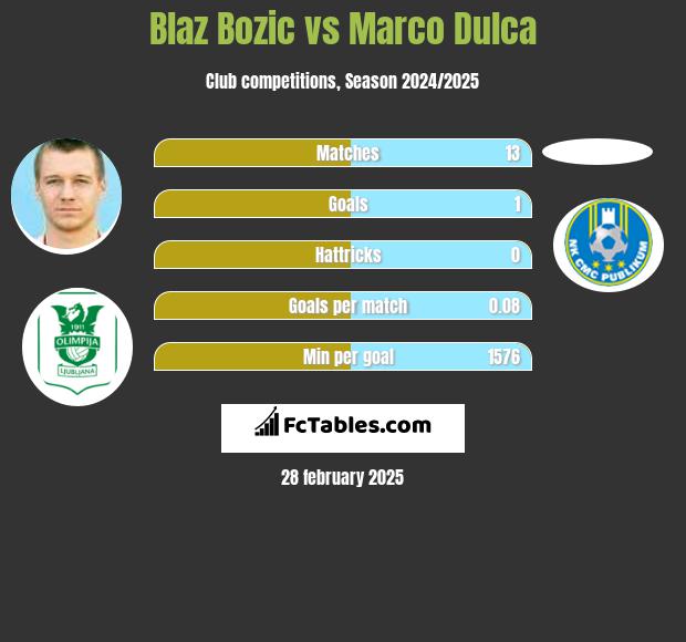 Blaz Bozic vs Marco Dulca h2h player stats