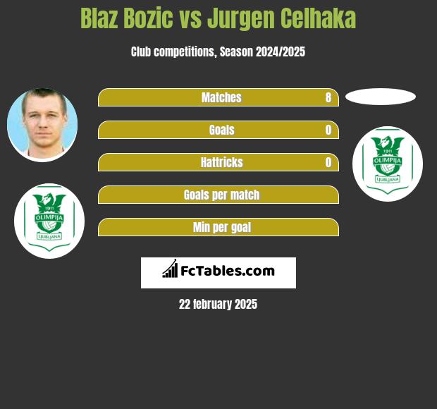 Blaz Bozic vs Jurgen Celhaka h2h player stats