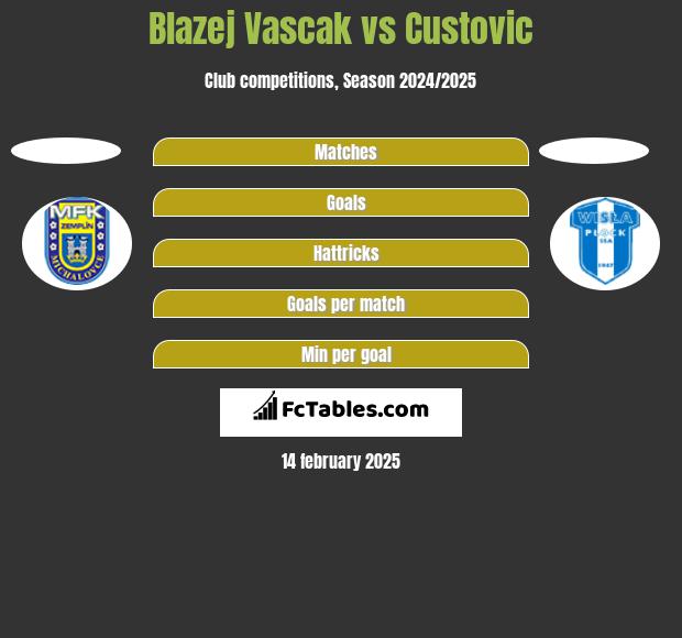 Blazej Vascak vs Custovic h2h player stats