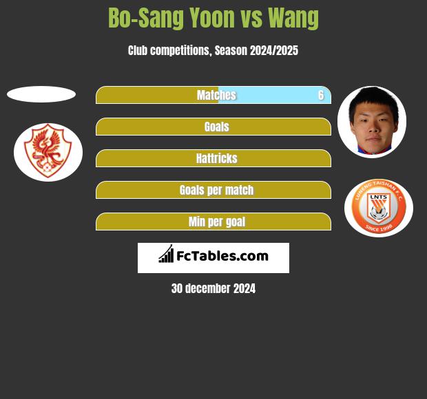 Bo-Sang Yoon vs Wang h2h player stats