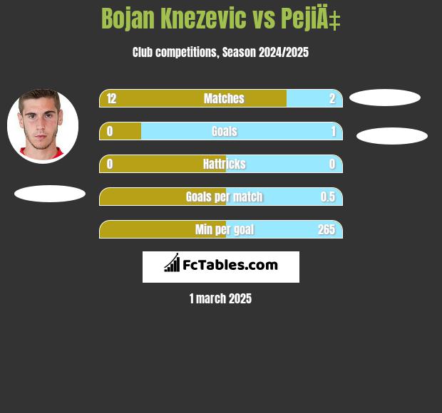 Bojan Knezevic vs PejiÄ‡ h2h player stats