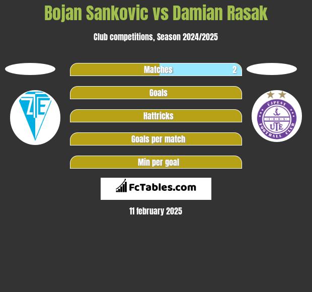 Bojan Sankovic vs Damian Rasak h2h player stats