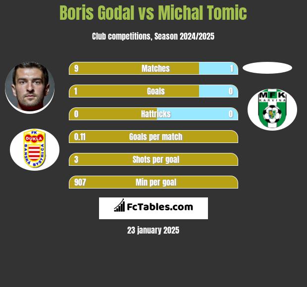 Boris Godal vs Michal Tomic h2h player stats