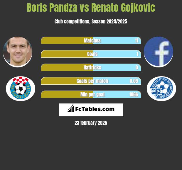 Boris Pandza vs Renato Gojkovic h2h player stats