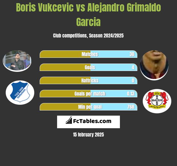 Boris Vukcevic vs Alejandro Grimaldo Garcia h2h player stats