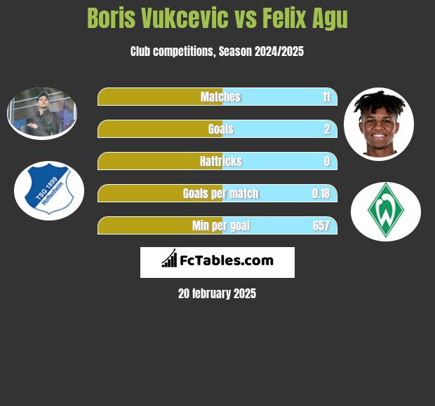 Boris Vukcevic vs Felix Agu h2h player stats