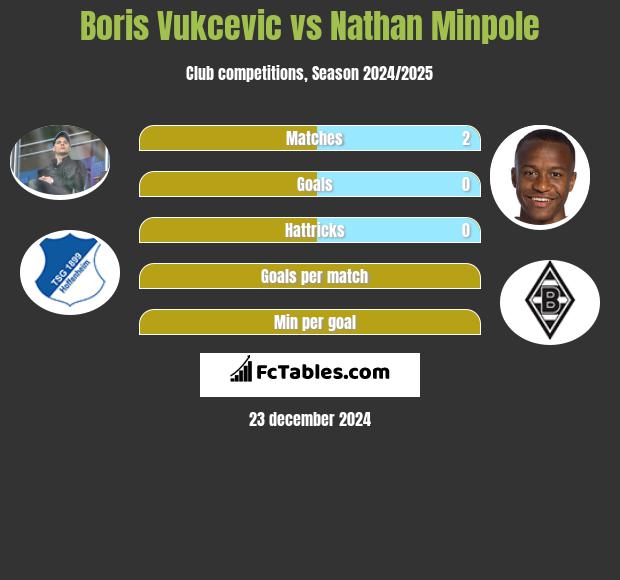 Boris Vukcevic vs Nathan Minpole h2h player stats