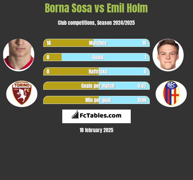 Borna Sosa vs Emil Holm h2h player stats