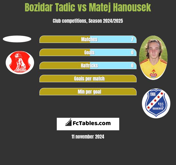 Bozidar Tadic vs Matej Hanousek h2h player stats