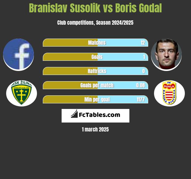 Branislav Susolik vs Boris Godal h2h player stats