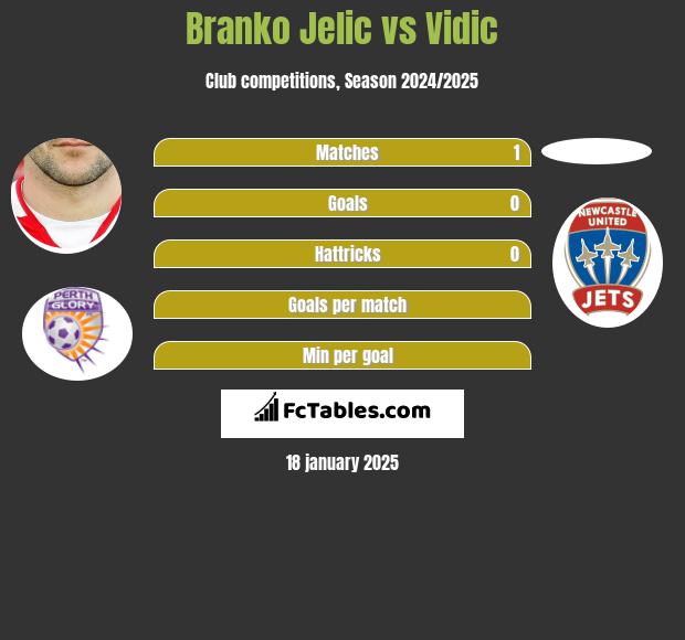 Branko Jelic vs Vidic h2h player stats