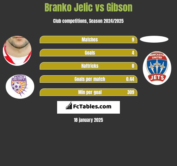 Branko Jelic vs Gibson h2h player stats