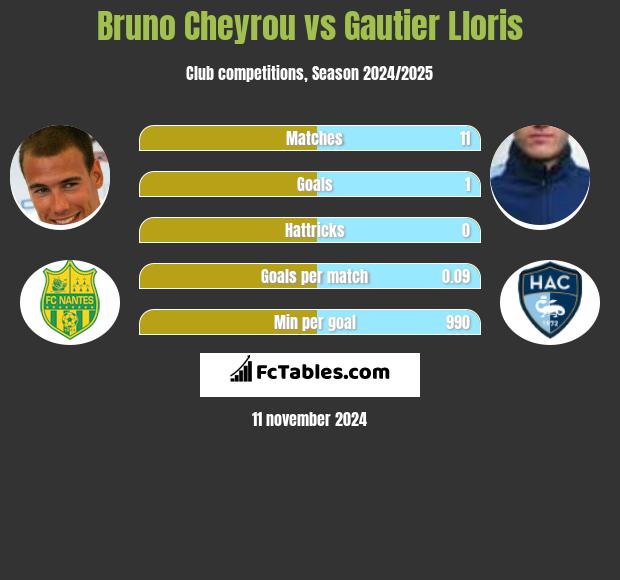 Bruno Cheyrou vs Gautier Lloris h2h player stats