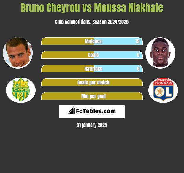 Bruno Cheyrou vs Moussa Niakhate h2h player stats