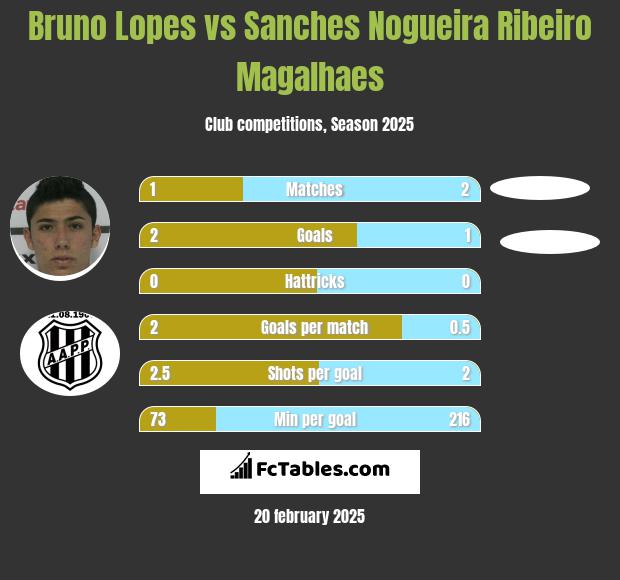 Bruno Lopes vs Sanches Nogueira Ribeiro Magalhaes h2h player stats