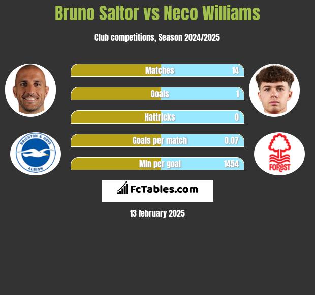 Bruno Saltor vs Neco Williams h2h player stats