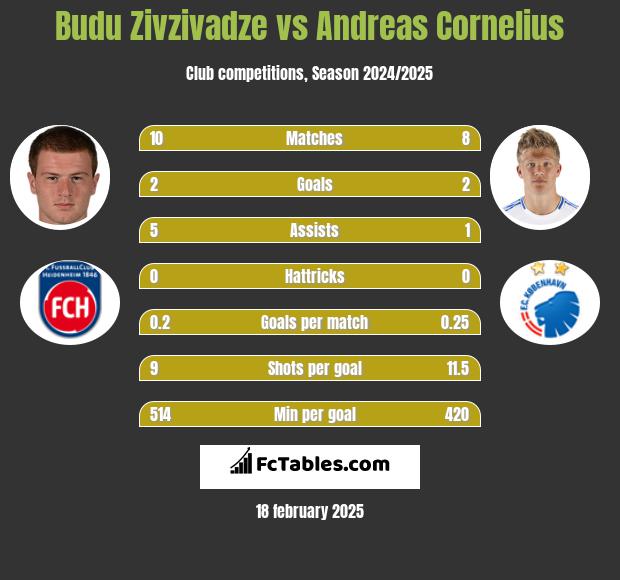 Budu Zivzivadze vs Andreas Cornelius h2h player stats