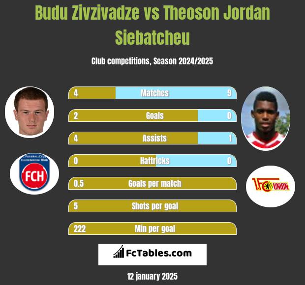 Budu Zivzivadze vs Theoson Jordan Siebatcheu h2h player stats